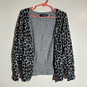 Love Always Girls Gray Leopard Print Cardigan Sweater Kids